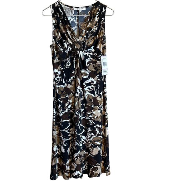 EVAN PICONE Shift Dress Sleeveless Cowl neck Black Brown Sz 6 NEW - Picture 1 of 7